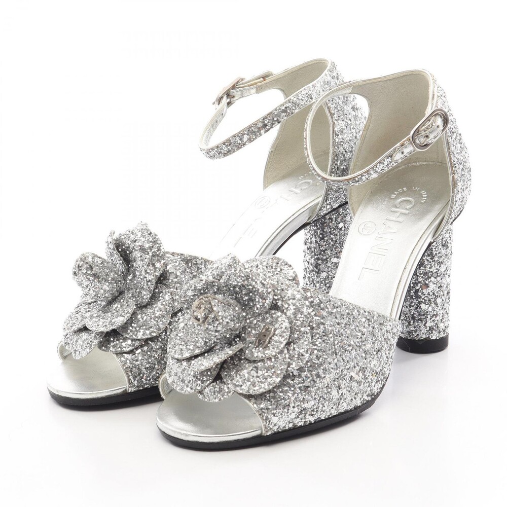 Chanel Camelia Sandals Heel Glitter #361567C38B